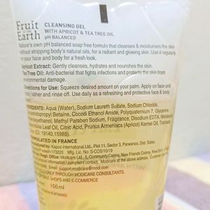 Fruit Of The Earth Cleansing Gel/facewash - With apricot & Tea Tree Oil ,pH Balanced. Good for Oily & Combination Skin Types.(150 ml)