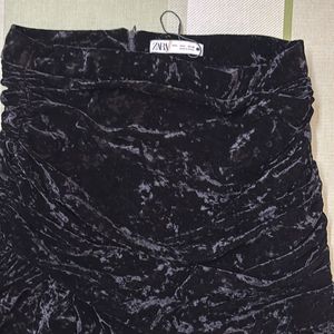 velvet mini skirt