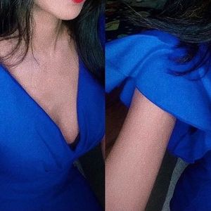 Slit Blue Dress