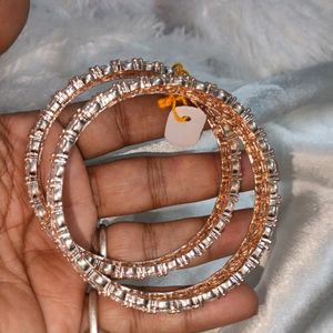 Premium Quality Rosegold AD Broad Bangles