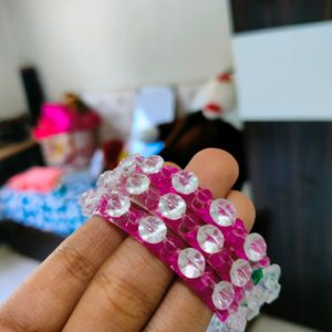 Pink / Rainbow Bangle Set For Girls