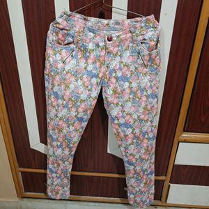 Floral Print Girlish Jean