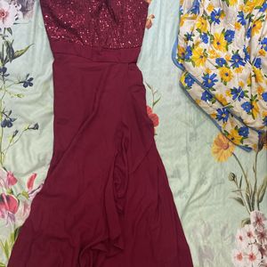 Burgundy Sequinned Dress