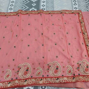 Peach Pink Saree