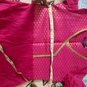 Pink Anarkali Chanderi Cotton Kurta