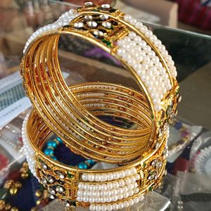 Kundan + Moti Bangles ( Pair Of Both Hand's)