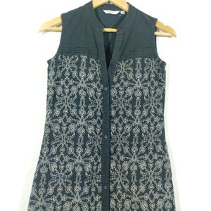 Max Black Printed Cotton Kurti (Women)