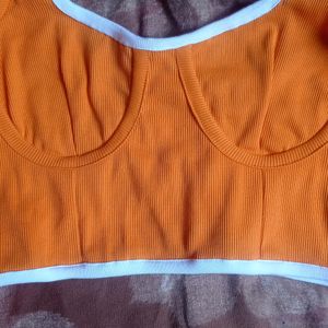 Orange Ribbed Crop Top🧡