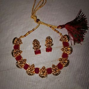 Lakshmi Symbol Gold Plated Fancy Jewellery Set