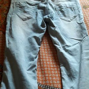 Cyan Color Jeans For Women