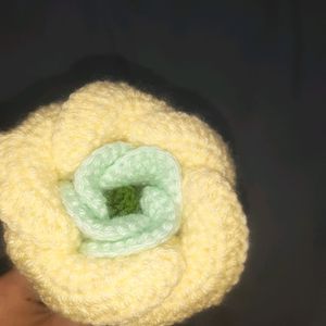 Large Butter Yellow Crochet Rose