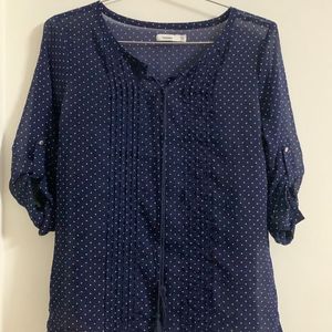 Polka Dots Dark Blue Sheer Top