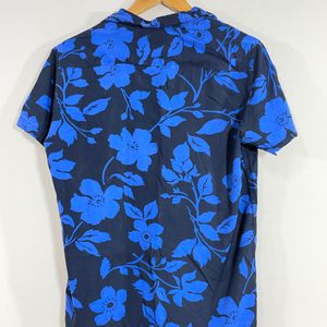 Snitch Blue With Black Printed Shirt