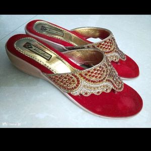 Bridal Or Red Party Wear Heel + Saree