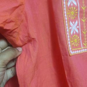 New Orange Kurta Dual Tone With Pink Shade