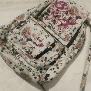 Beautiful Off White, Cream and Pink College Bag