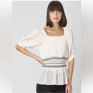 Vero Moda Women White & BlackStriped Cinched Waist