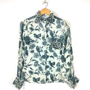 Grey With Black Floral Print Shirts (Women's)