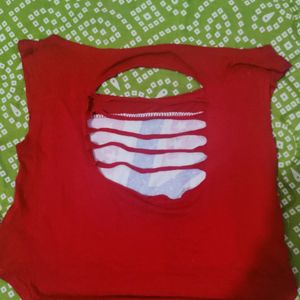 Red Crop Top With Cut At The Back