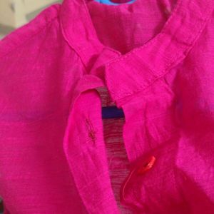 Plain Pink Sleeveless Kurta