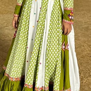 Green and White Chaniya Choli