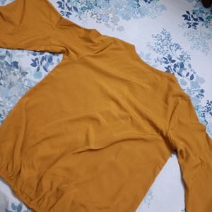 Mustard Yellow Flare Sleeve Top Women