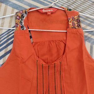 Flowy Orange Fusion Kurti