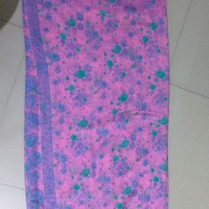 Chiffon Pink Printed Saree