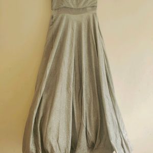 Party Wear Gown In Silver Colour