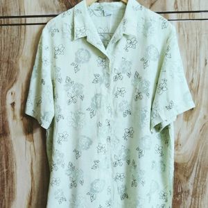 Light Green self Design Cotton Shirt Size-44