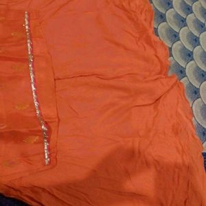 Beautiful Orange Circular Plazzo Suit