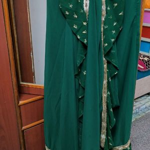 Readymade Green Saree Without Blouse