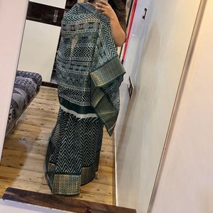 Bottle Green Saree