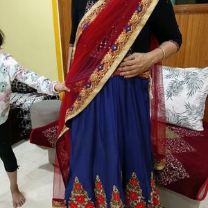 Blue Lehenga With Red Blouse