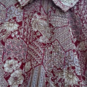 Beautiful Printed Full Sleeves Top ... Puffed Sleeves Maroon Colour Printed All Over Collar Design Top