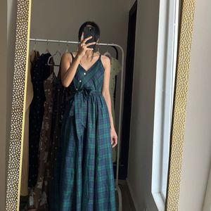 Nautica Plaid Belted Flared Midi Dress