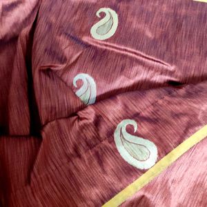 Brown Semi Raw Silk Saree 5.6m