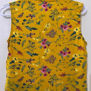 Fusion Beautiful Mustard Floral Kurti With Attacheble Sleeves