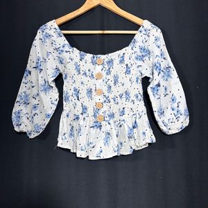 Flower Print White Top (Women’s)