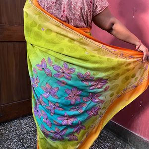 Parrot Green Saree