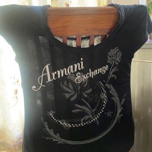 Chic Black Armani Exchange Graphic Tee