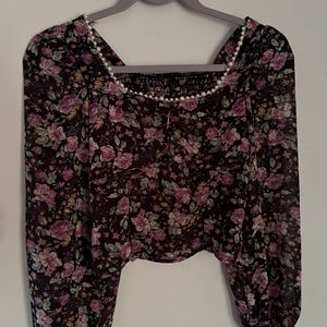 Full Sleeves Flower Print Top For Women