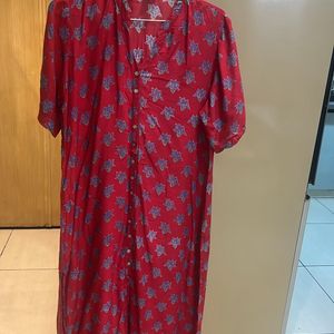 Red Jaipuri Print Kurta