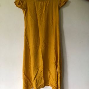 Mustard Bright Yellow Asymmetrical Kurti