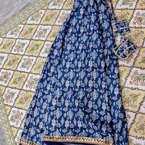 Navratri Special Blue Full Length Skirt