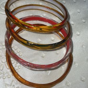 combo of 2 glass bangles set & 1 stone bangle pack