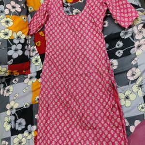 Square Neck Pink Ethnic Kurti