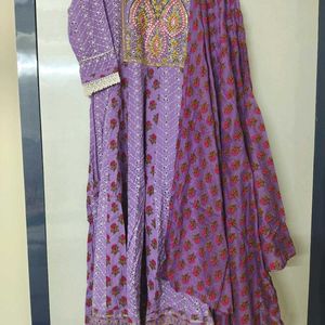 New Unused Chikankari Handwork Heavy Anarkali Suit