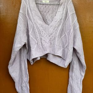 Lavender Korean Cropped Sweater