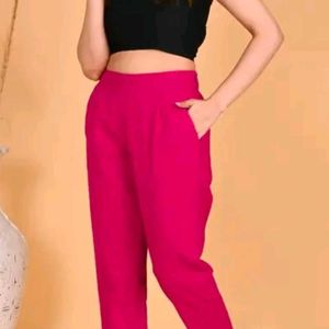 Dark Pink Colour Pants For Women